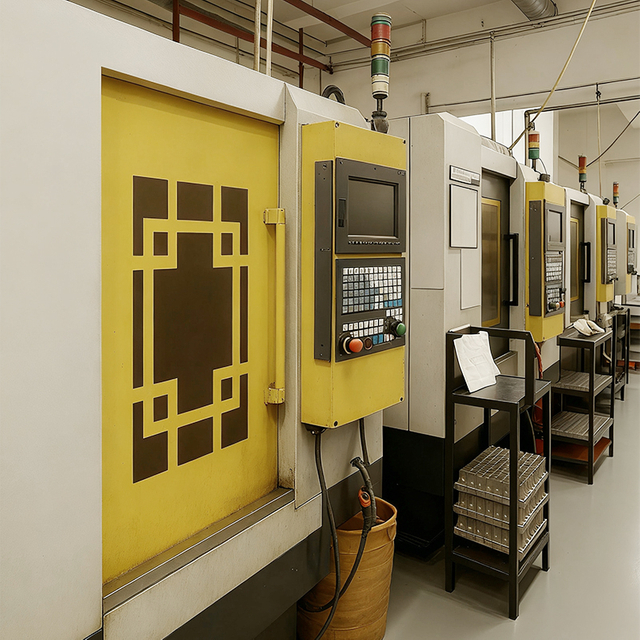2 mesin pelarik CNC di tingkat satu