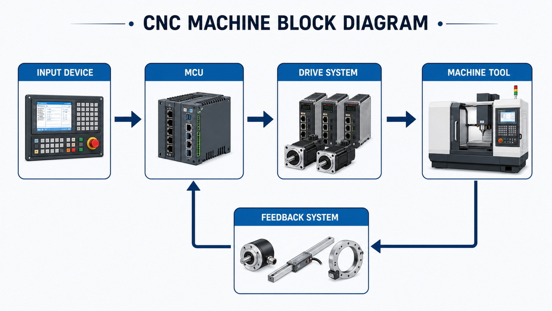 Parti di macchine CNC e diagramma a blocchi: 13 componenti chiave che ogni acquirente dovrebbe comprendere